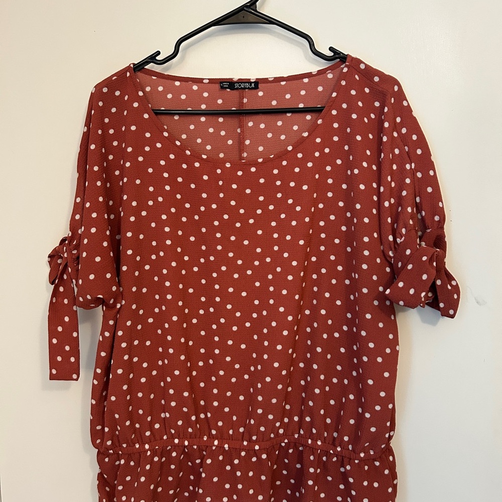 Orange 3/4 Sleeve Relaxed Tie Sleeve Blouse